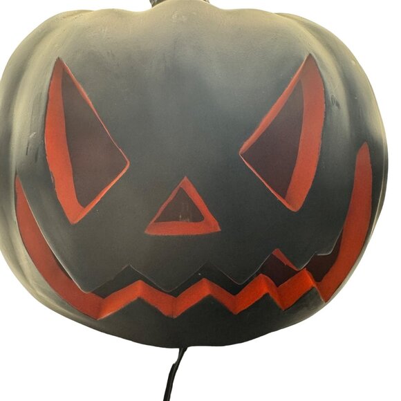 Halloween LED Light-Up Black Jack-O-Lantern Pumpkin Decor With Evil Face Design - Picture 8 of 8